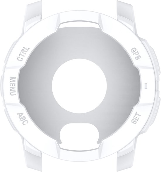 Wit TPU beschermhoesje voor Garmin Instinct 3 (50mm), met 'CTRL', 'MENU', 'ABC', 'GPS', 'SET' markeringen.