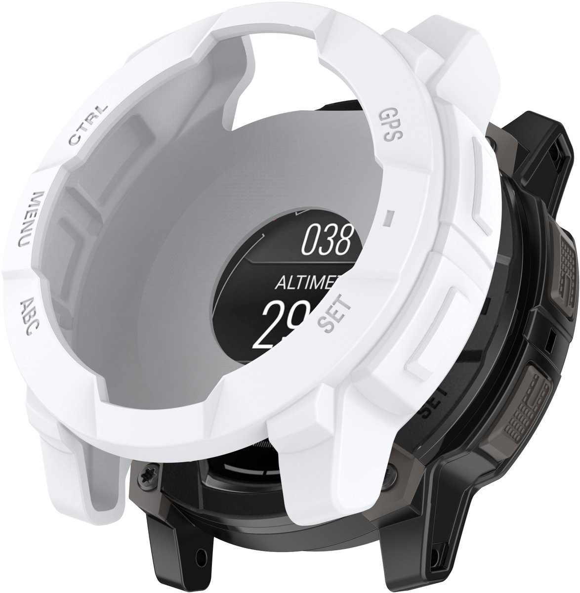 Stravo TPU Beschermhoesje geschikt voor Garmin Instinct 3 (50mm) – Rugged Bescherm Case – Flexibele TPU Bumper – Wit