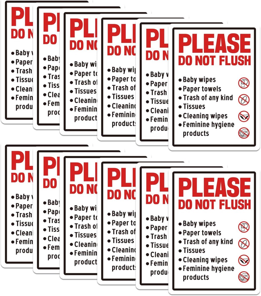 Toilet Stickers - Geen Afval Stickers - Hygiëne Aangeven - Zelfklevend Waterdicht - 13x18 cm - Zwart Rood Wit