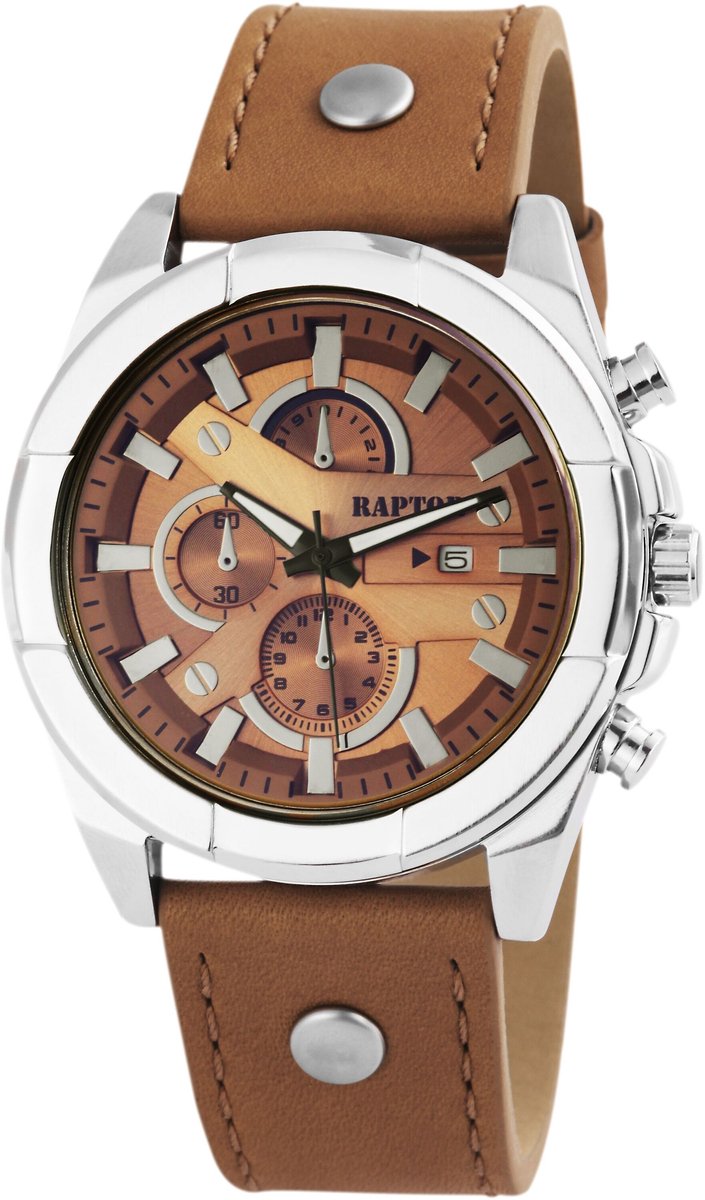 Raptor Herenhorloge van echt leer Rivet Raptor herenhorloge "Rivet" band onderkant