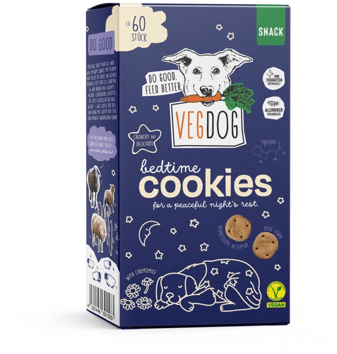 VEGDOG Bedtime Cookies - Kalmerende Hondensnack - Slaap & Ontspanning - Glutenvrij - 400g