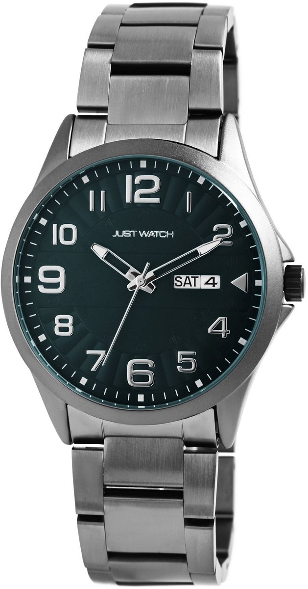 JUST WATCH Herenhorloge van roestvrij staal Freddie roestvrijstalen band, datumweergave, 3 ATM, tijdloos