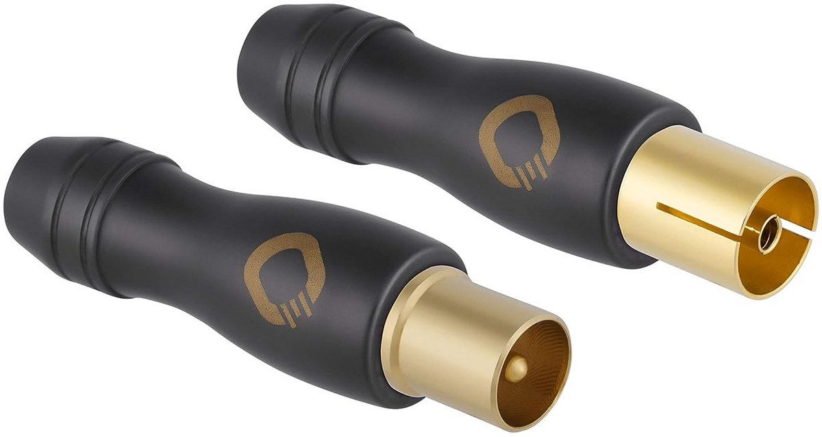 Coaxiale Antenne Stekker en Bus IEC M/V Adapter Verguld voor TV/Radio Aansluiting - 2 Stuks