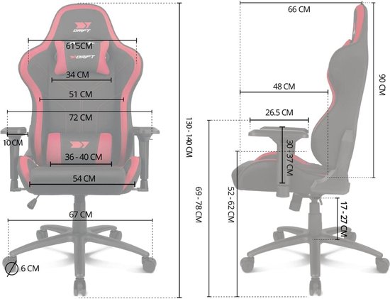 Ergonomische Gaming Stoel met 4D Armleuningen en Hoge Kwaliteit Stof van Merkloos — afbeelding 4