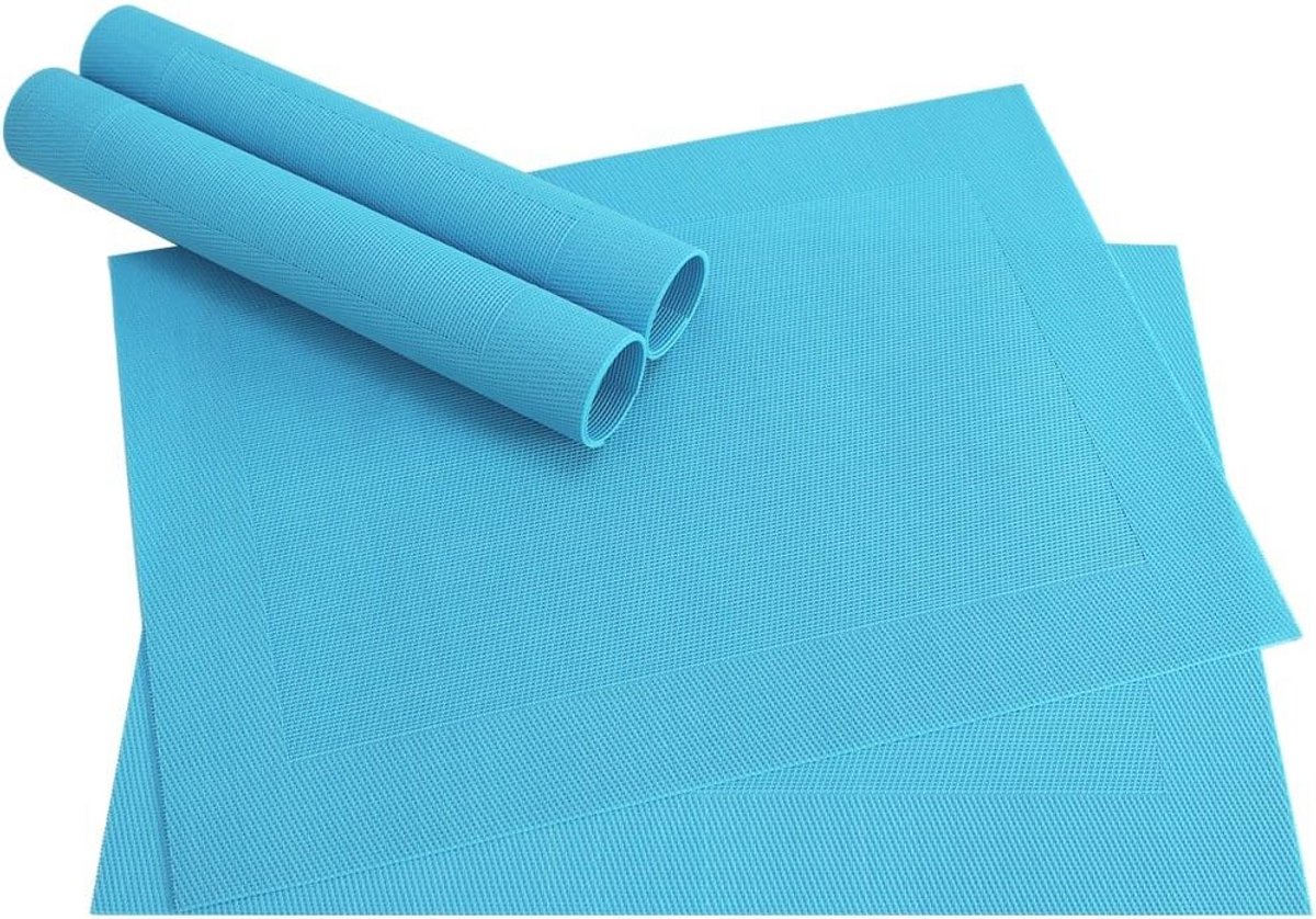 Set van 4 Witte Placemats Rechthoekig Kunststof 46x33 cm Afwasbaar Tafelonderleggers