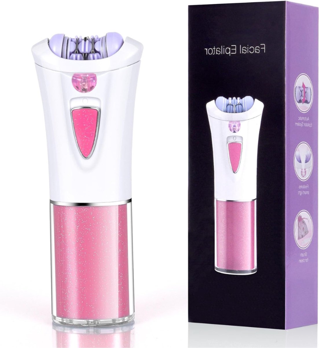 Quvo® Epileerapparaat dames - Epilator Gezicht & Lichaam - Ladyshave – Gezichtsreiniger Met LED Licht - Ontharingsapparaat - Usb Oplaadbaar - Roze - 14cm x 6cm x 4cm