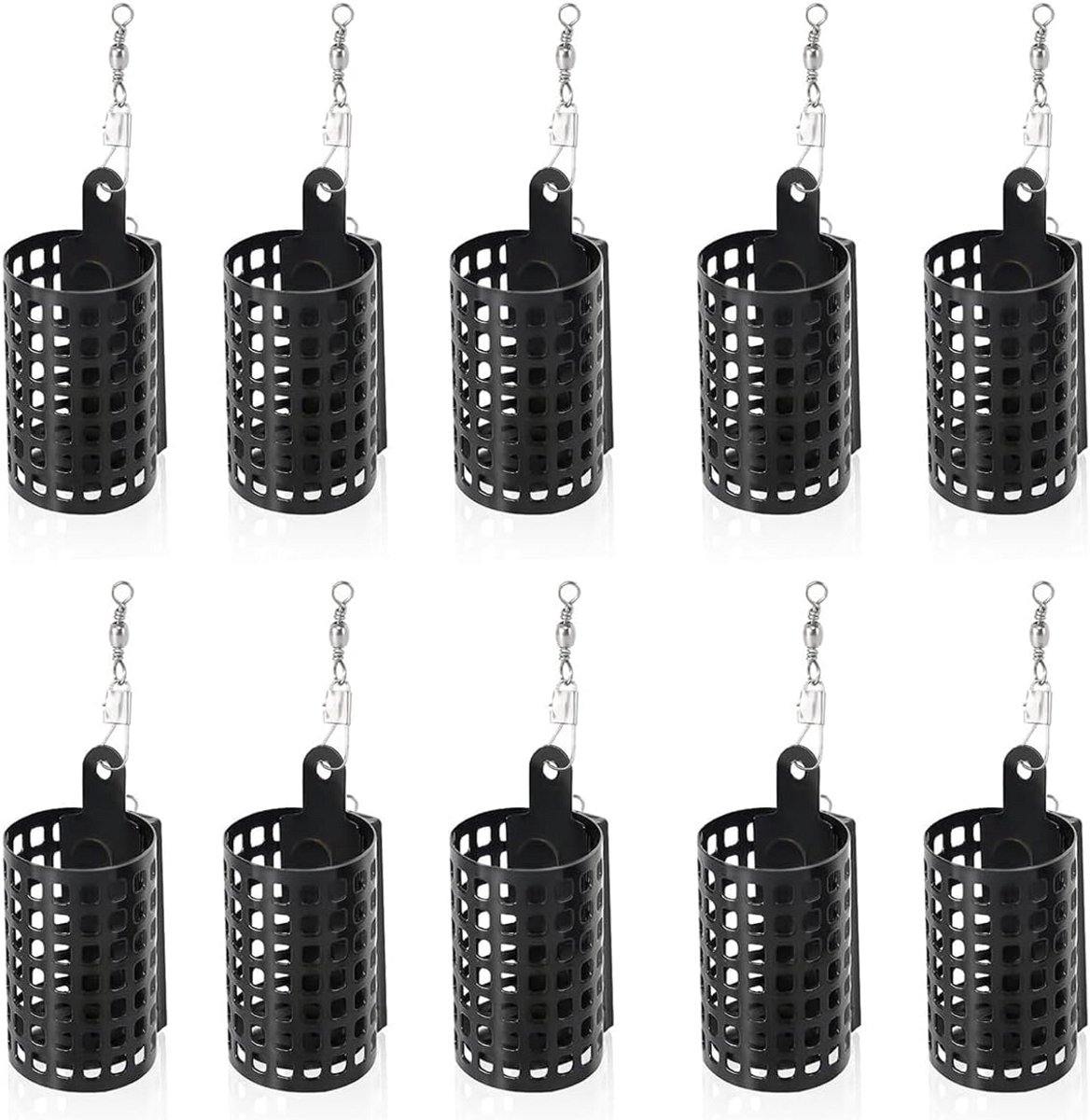 10 Stuks Metalen Visvoer Kooi Set, Ronde Voerkorf Accessoires met Draaibare Verbinding
