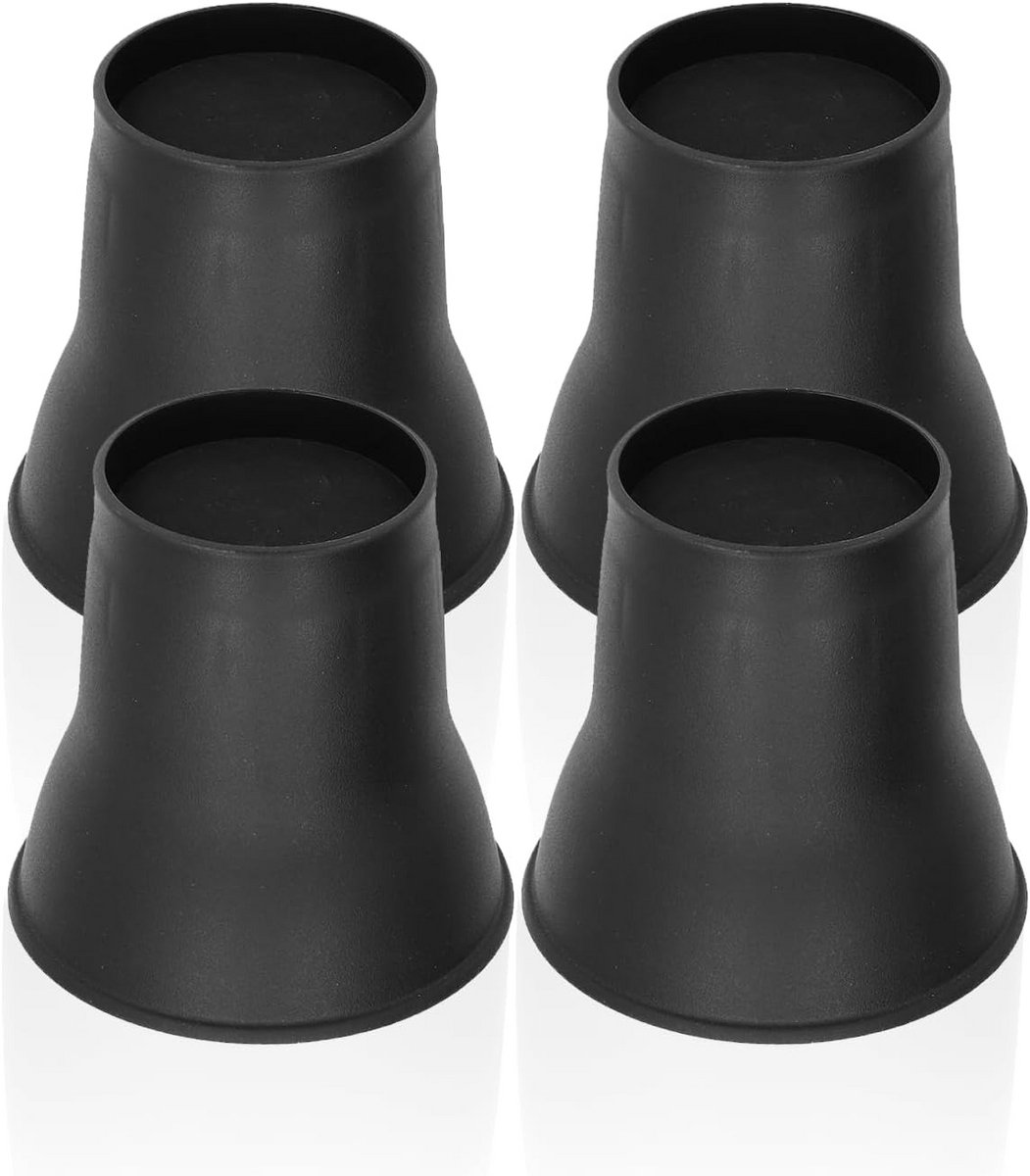 Set van 4 Zwarte Kunststof Meubelverhogers 15 cm Hoog Met Antislipkussens