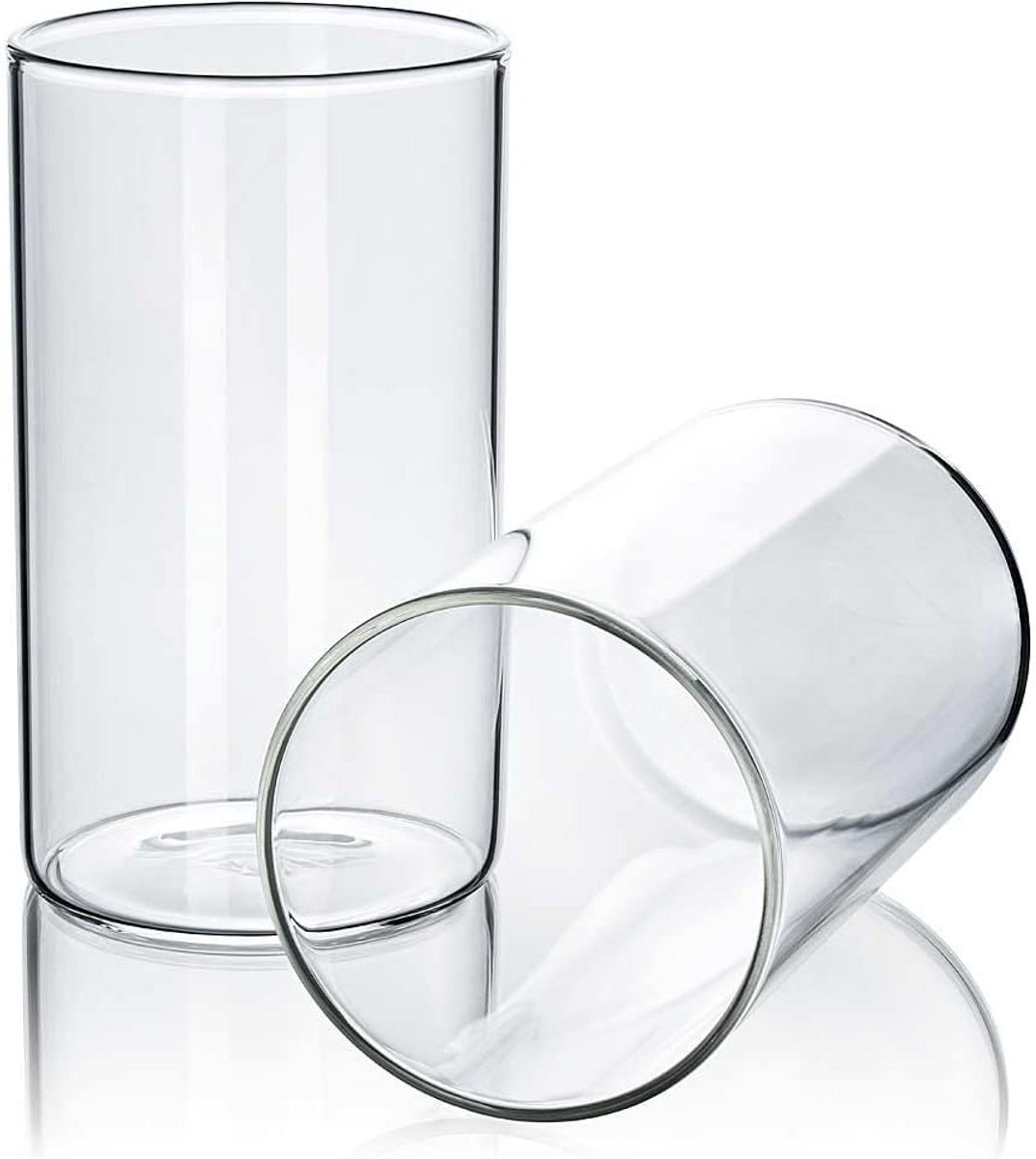 Set van 2 Windlichtglazen van Borosilicaatglas voor Binnen en Buiten Gebruik