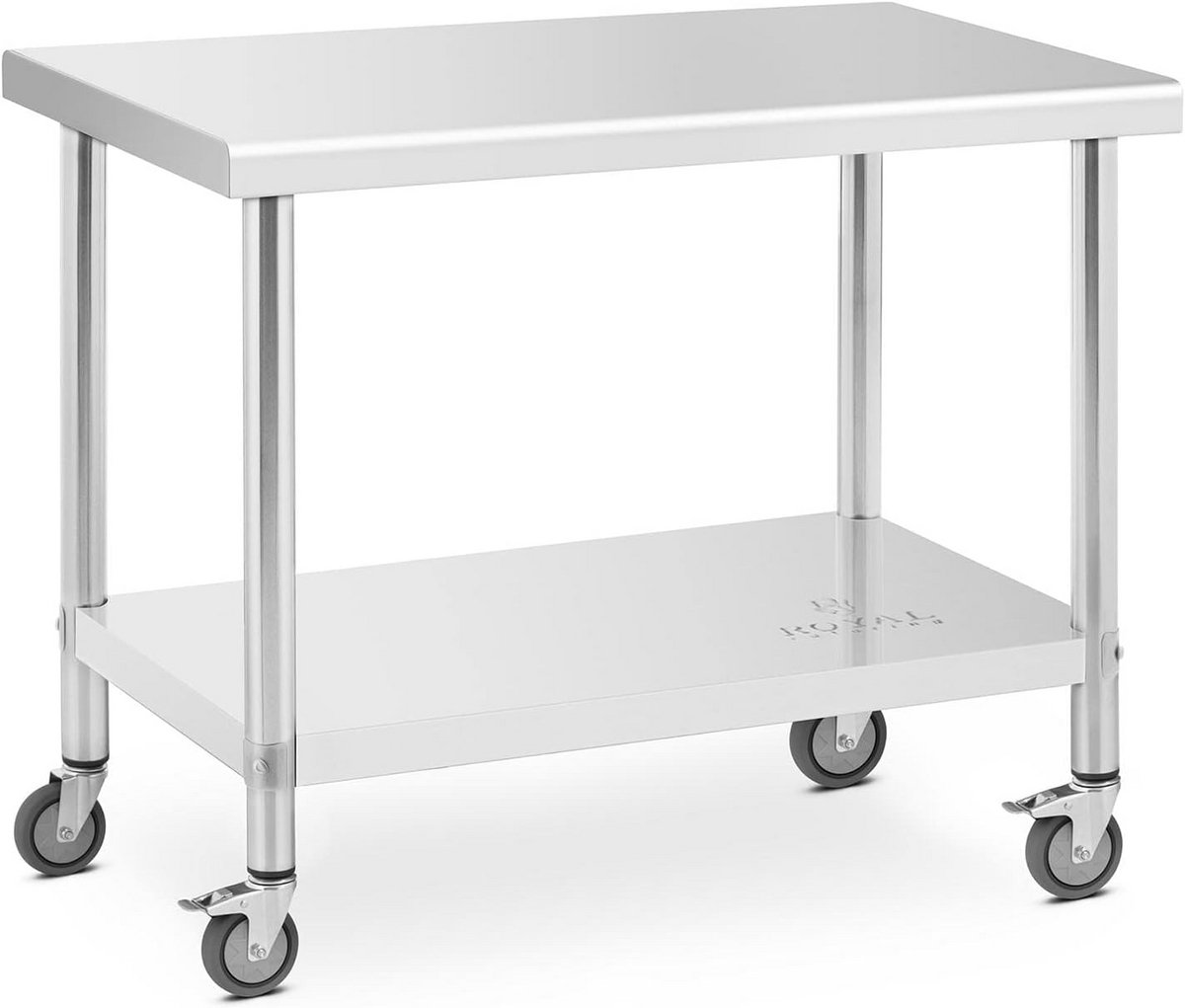 RVS Werktafel met Wielen en Onderblad - Verrijdbare Tafel Hoogte 85 cm