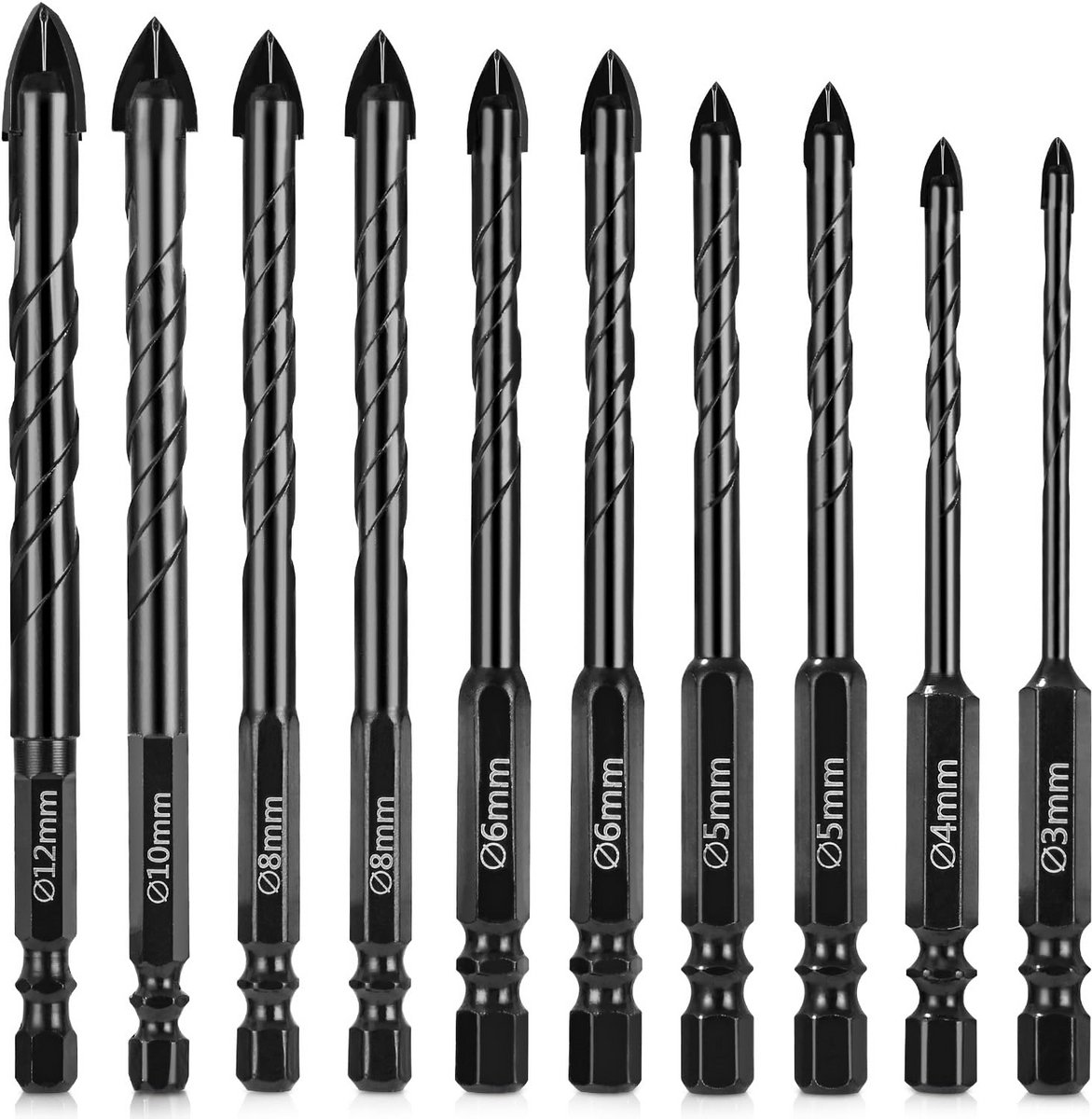 10-delige Tegelboor Set voor Keramiek, Glas en Steen - Diverse Maten 3-12 mm