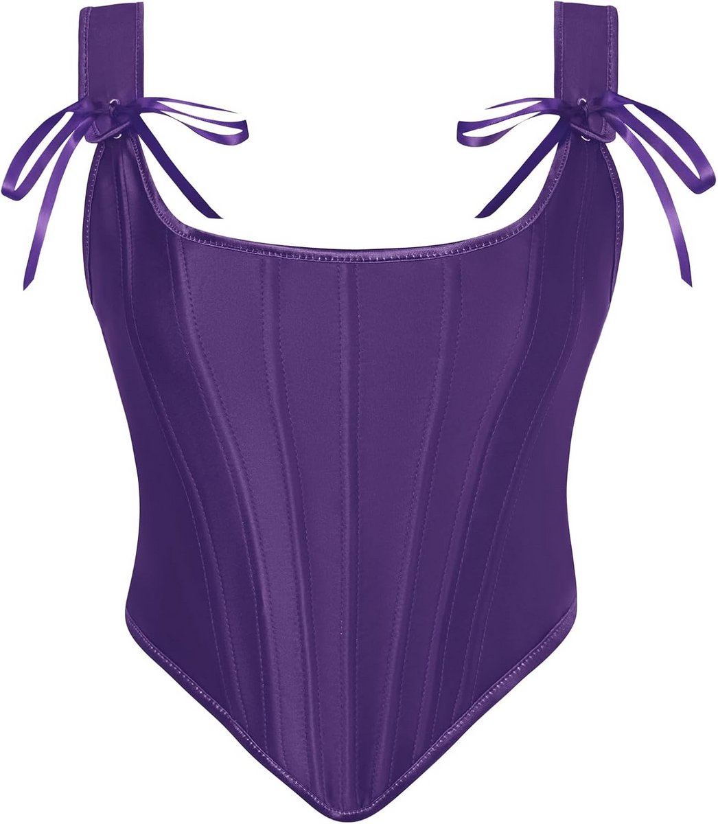 Dames Korset in Renaissance Stijl met Vetersluiting Vintage Satijn Bustier