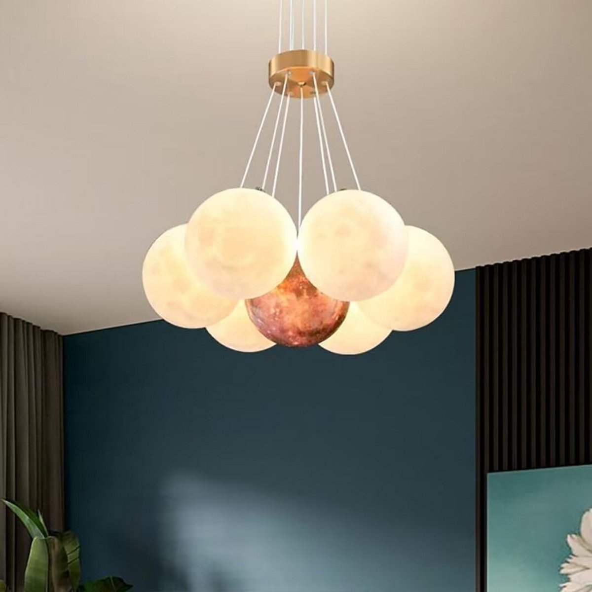 Hanglamp Plafondlamp 3D LED Maan en Planeet Ontwerp voor Slaapkamer en Woonkamer, 42W