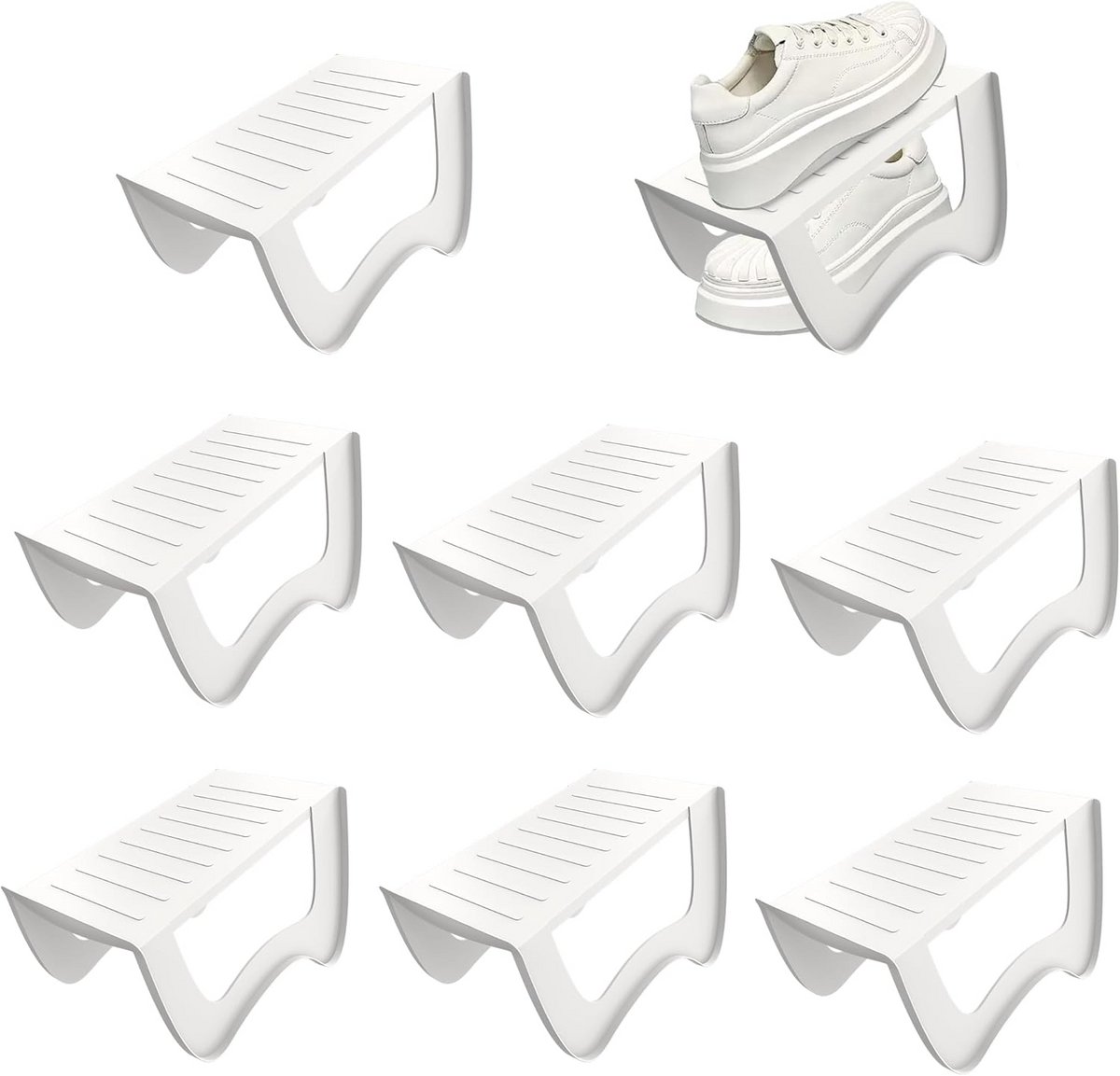10x Ruimtebesparende Schoenenstapelaars Antislip Dubbellaags Schoenenrek