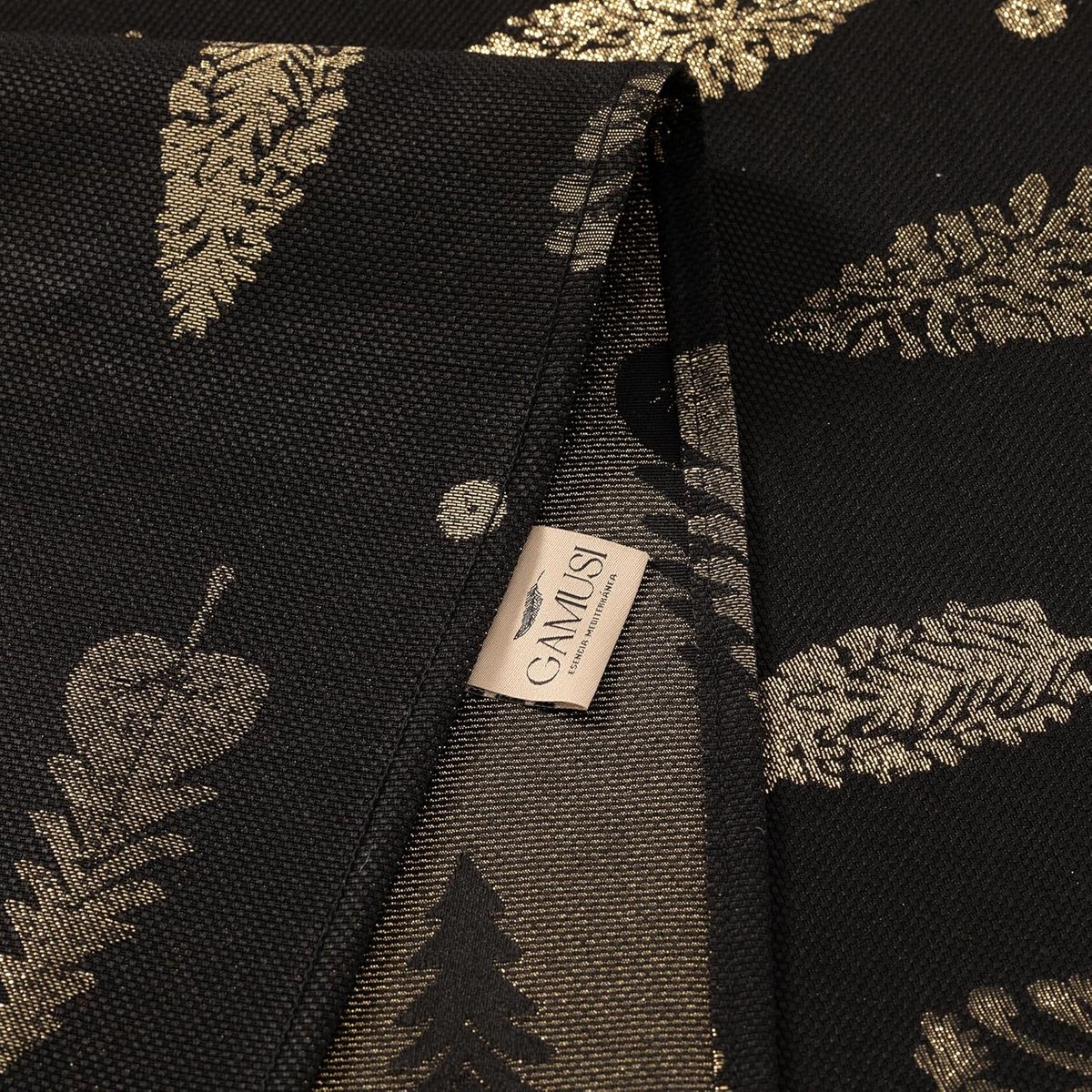 Luxe Rechthoekig Tafelkleed Kerst Bloemenpatroon Jacquard 140x300 cm Zwart