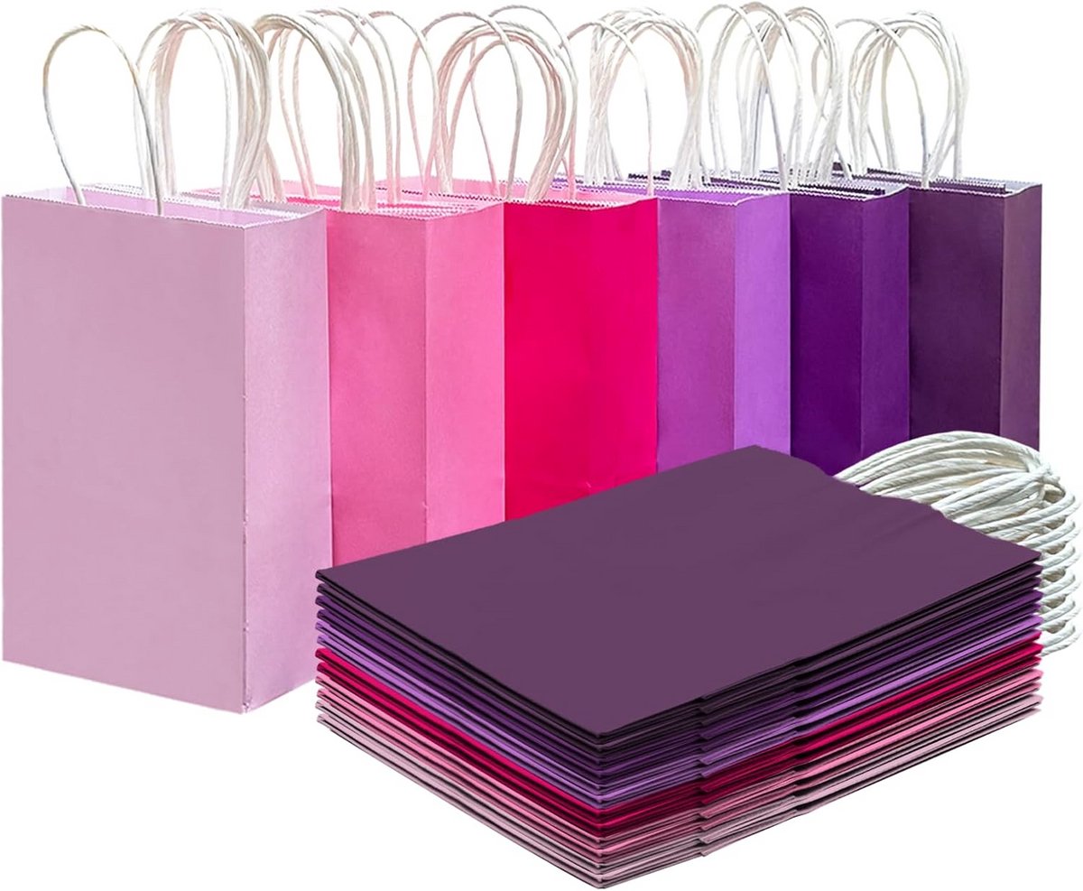 30 Kleine Cadeau- en Boodschappentasjes met Handvatten Roze Assortiment
