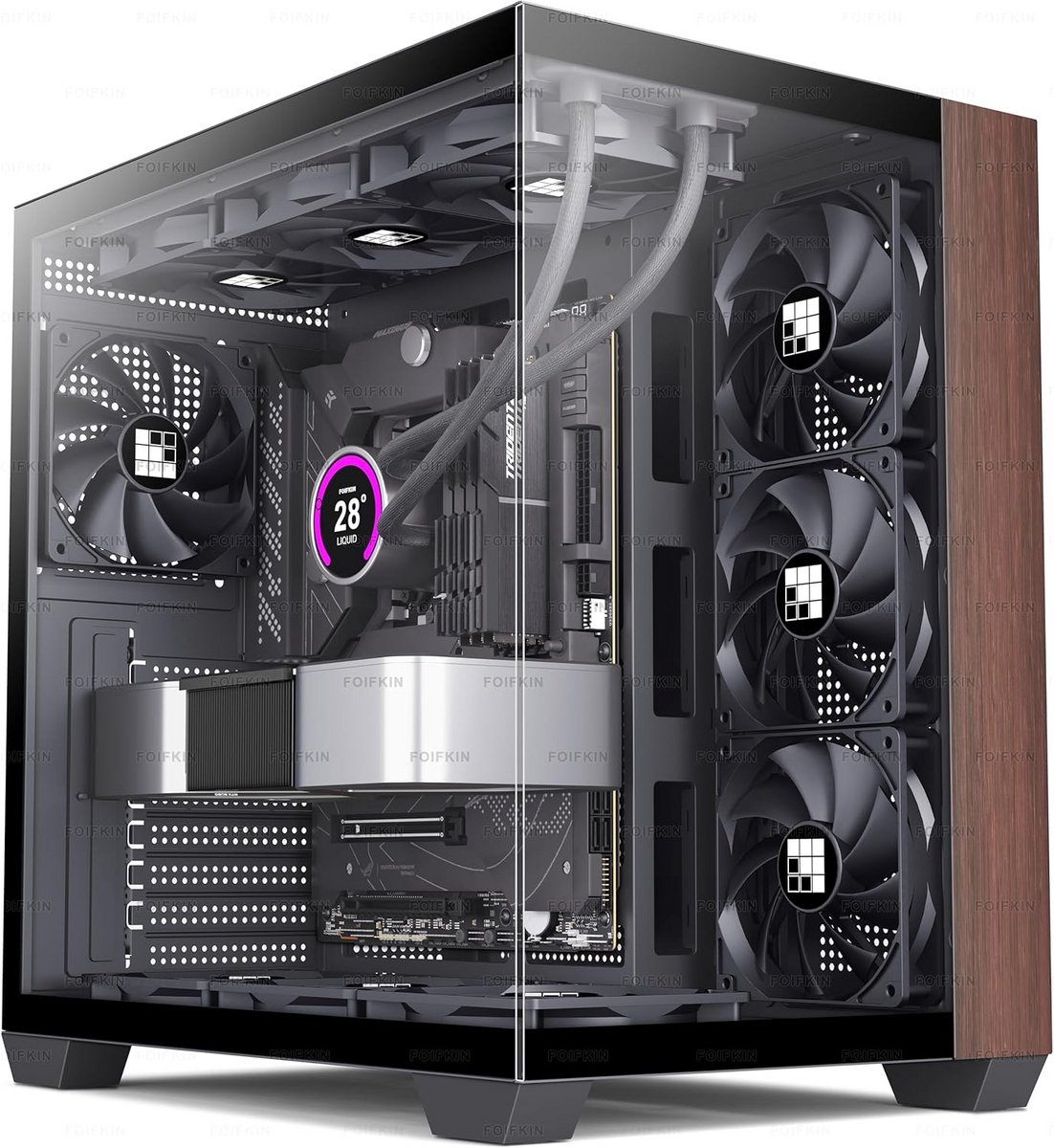 ATX PC Behuizing Mid-Tower met Houten Walnoot Voorkant - Zonder RGB Ventilator