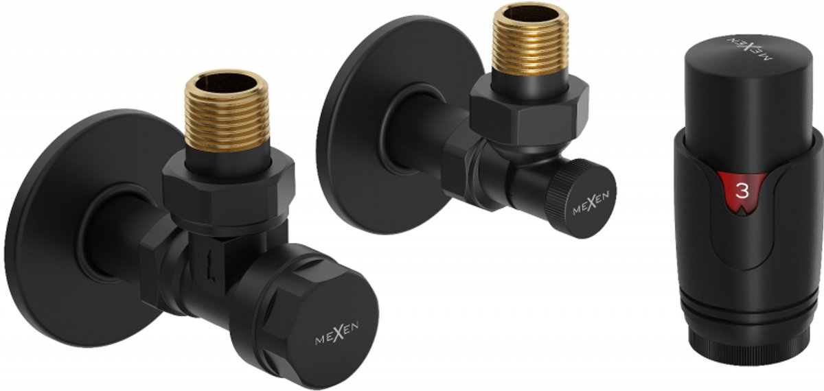 Mexen G00 hoekset met thermostaat met maskering R, zwart - W901-900-904-70