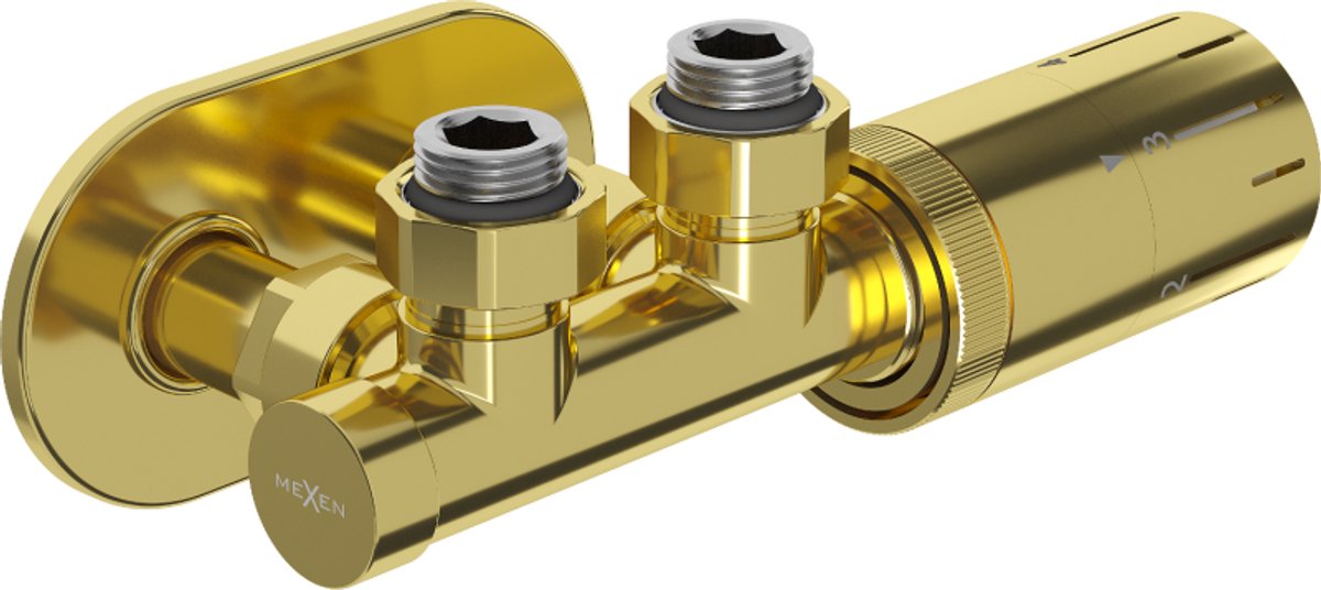Mexen G05 hoek thermostatische set met afdekking R, Duplex, DN50, goud - W907-958-905-50