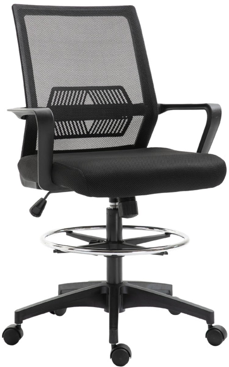 Merax Ergonomische Bureaustoel Zwart - Mesh Rugleuning - Met Lendensteun - Verstelbare Voetring - Hoogte Verstelbaar 56 5-76 5 cm - Draaistoel Met Wielen - Wipfunctie - Computerstoel Voor Kantoor En Thuiswerken