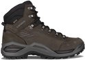 Bruine Lowa Renegade EVO GTX Mid wandelschoen met zwarte veters en zool.
