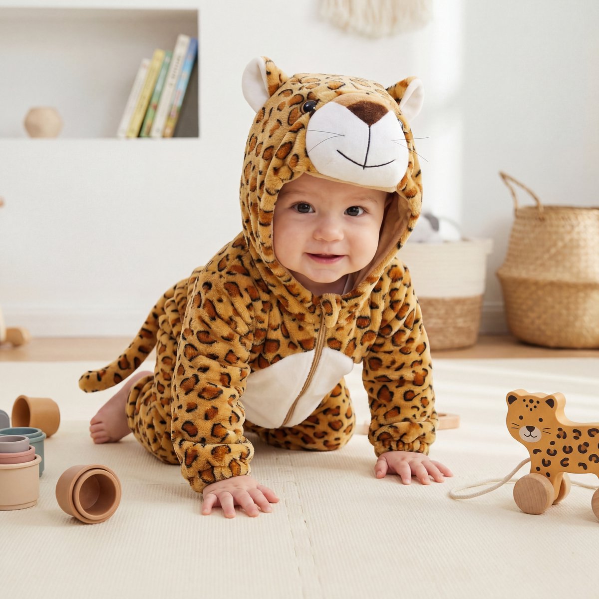 JAXY Baby Onesie - Carnavalskleding Kinderen - Verkleedkleren Jongen en Meisje - Verkleedkleding - Romper - EU (label 120) - Luipaard Witte Buik — afbeelding 3