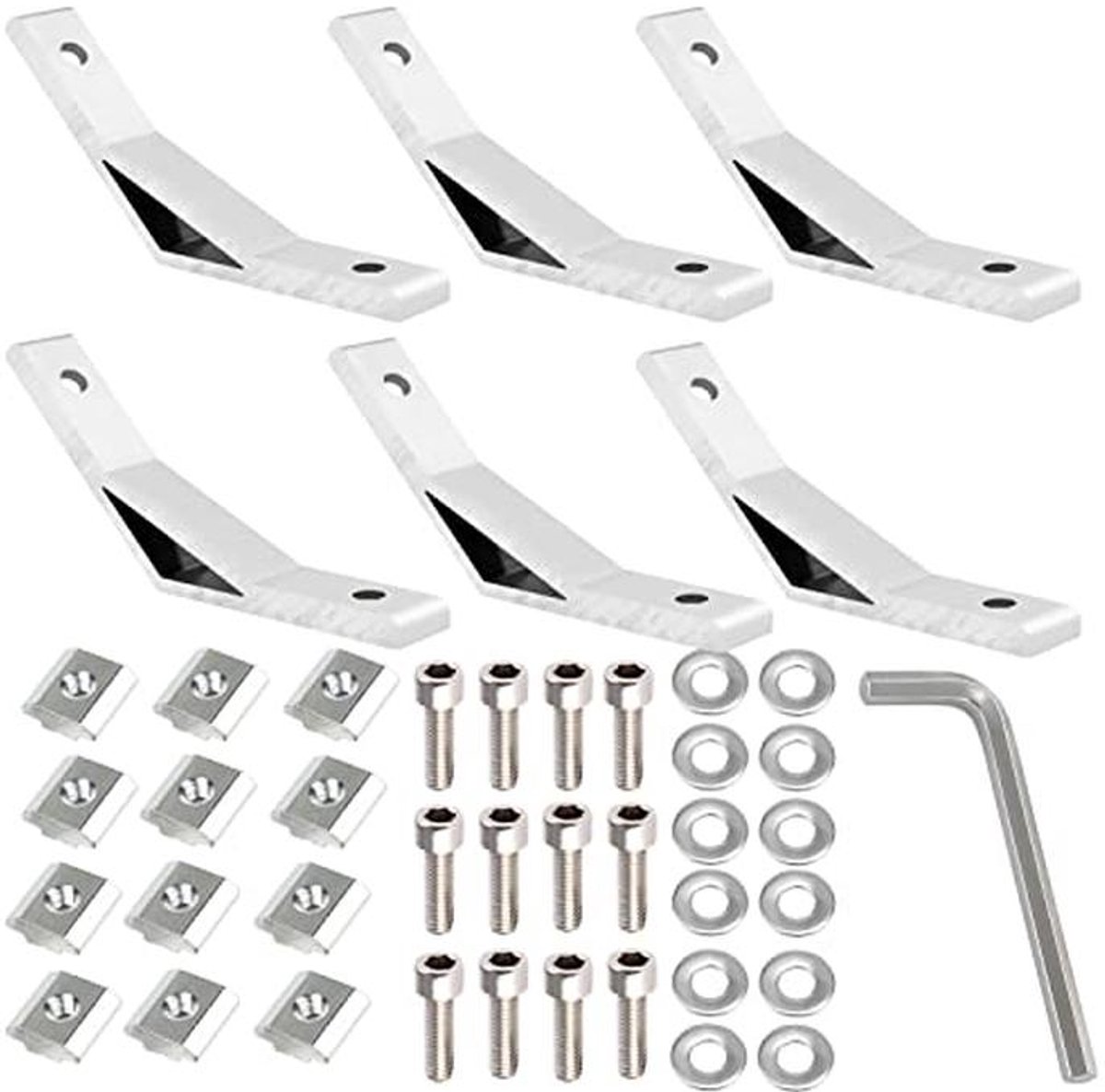 Hoekverbinder voor aluminium profielen 135 graden - 20x20 mm, 6 stuks