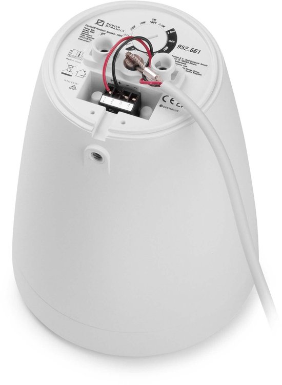 Power Dynamics Purity4W - Premium 2-weg hangluidspreker - Pendel speaker 100V - 4 Inch - Wit — afbeelding 2