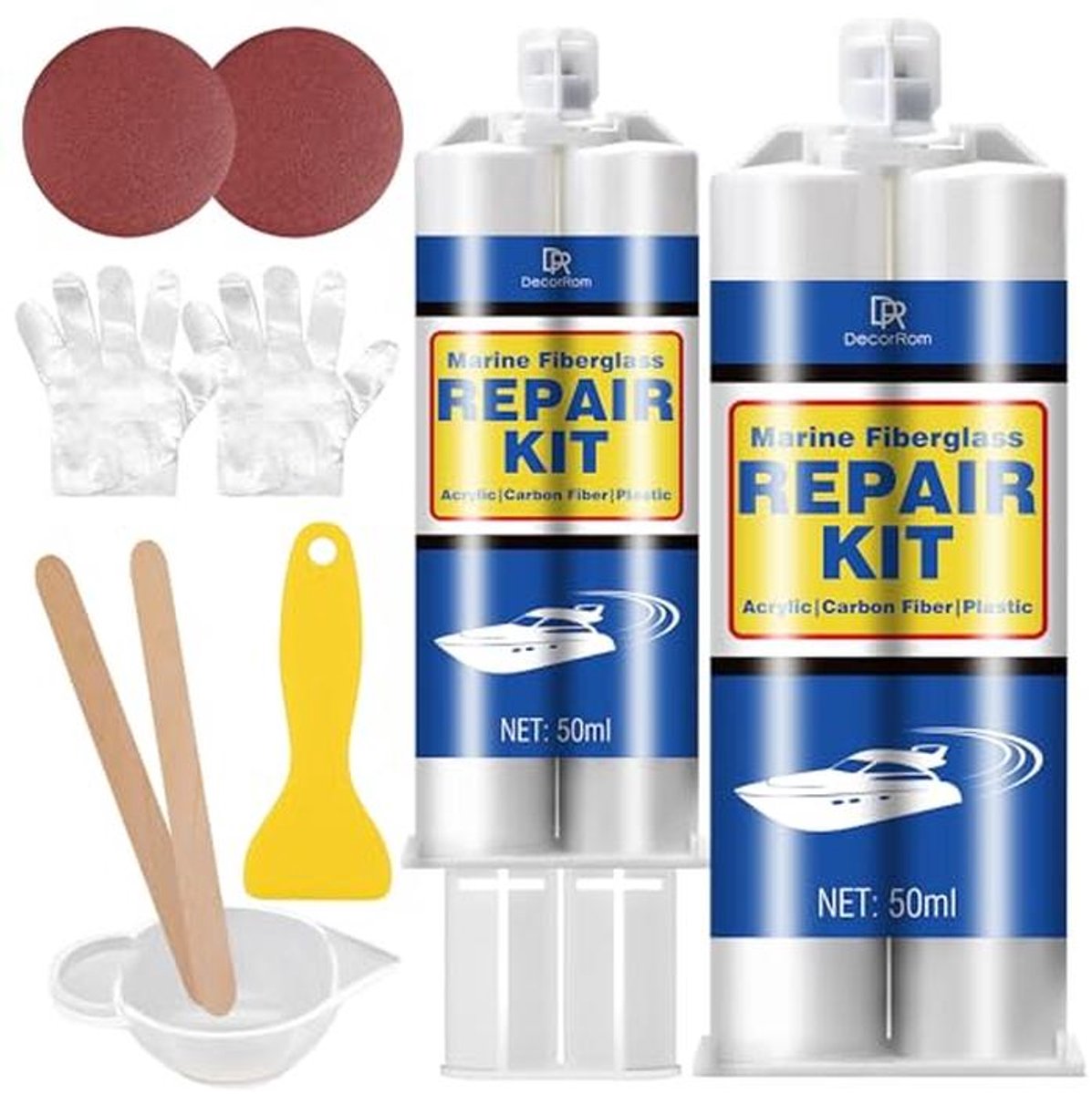 Snelwerkende Glasvezelreparatieset voor Boten - Ideaal voor Scheuren en Krassen