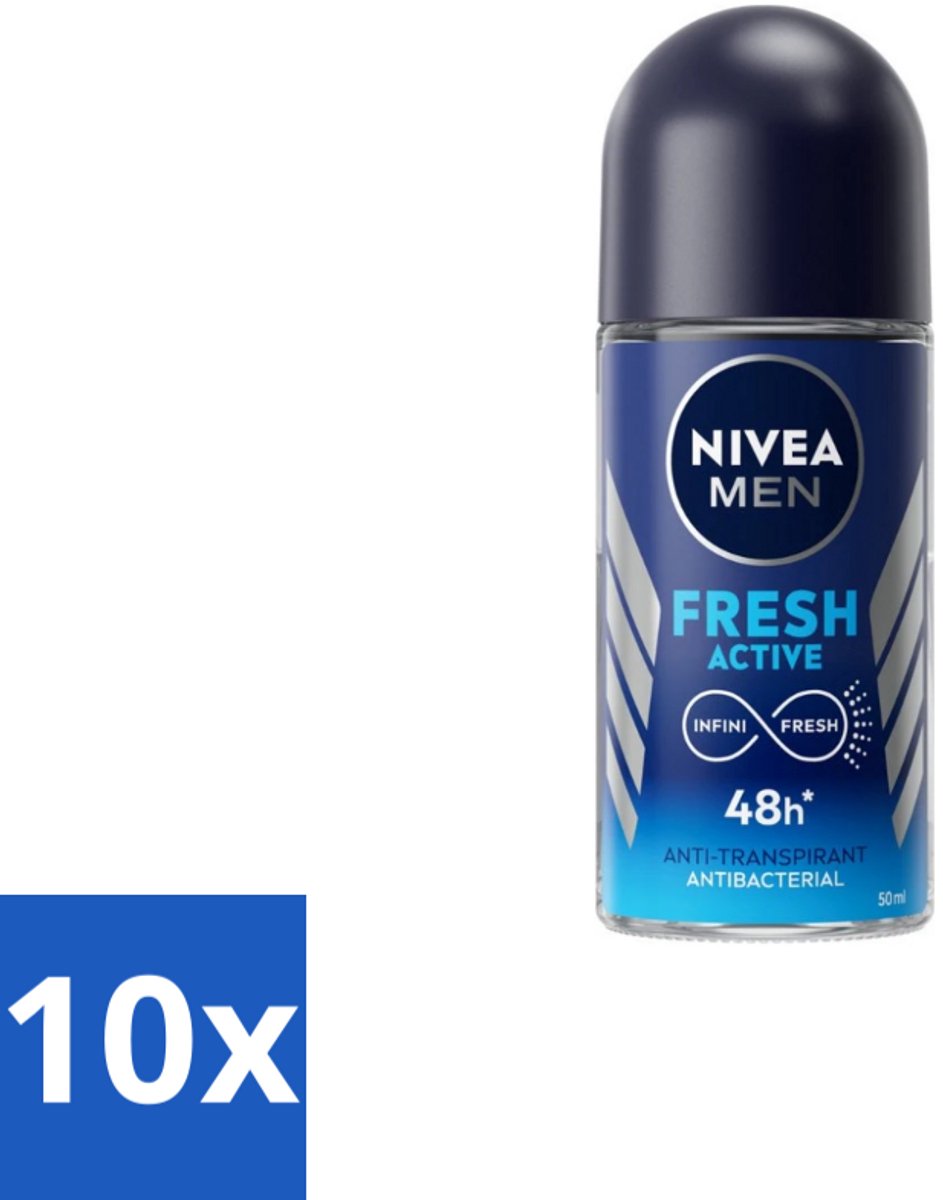 Nivea Men – Deodorant Roller – Fresh Active – 50 ml - Bulkverpakking - 10 stuks
