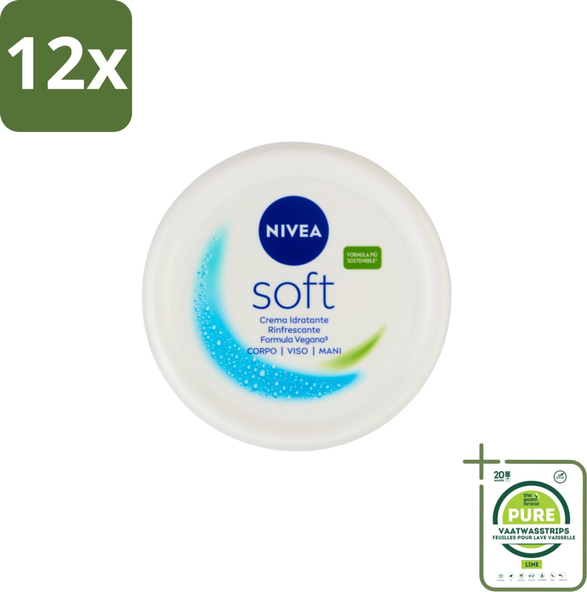 Nivea – Crème – Soft - 300 ml - Voordeelverpakking - 12 stuks - Hydratatie - Crème