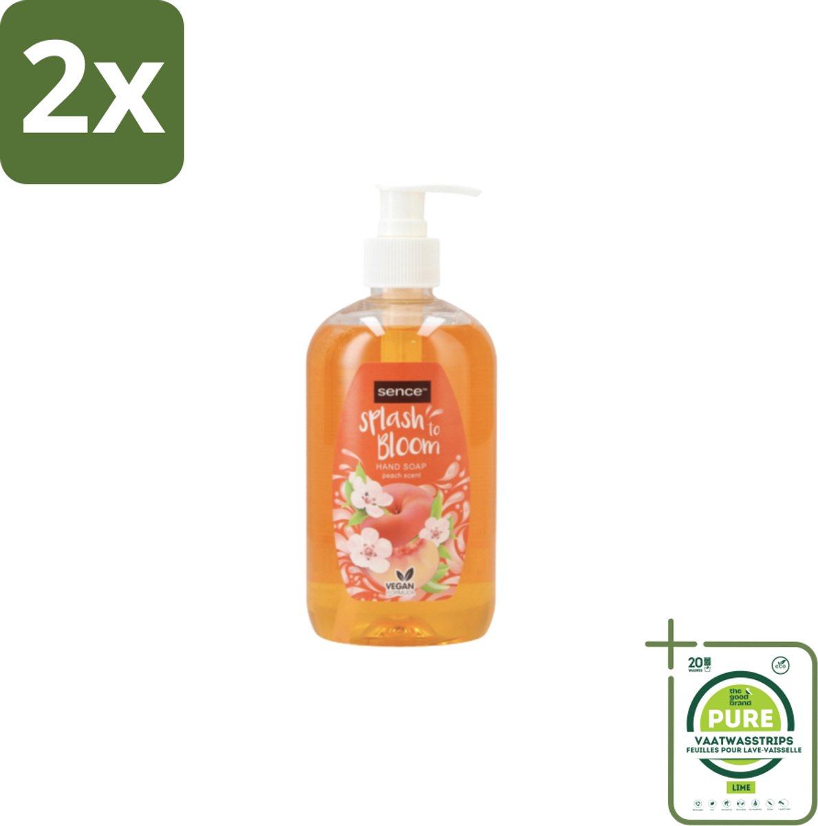 Sence – Handzeep – Splash To Bloom Peach – 500 ml - Voordeelverpakking - 2 stuks - Handzeep - Perzikgeur