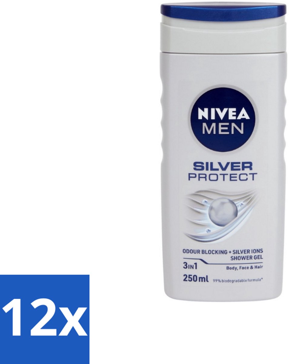 Nivea Men – Douchegel – Silver Protect – 250 ml - Voordeelverpakking - 12 stuks