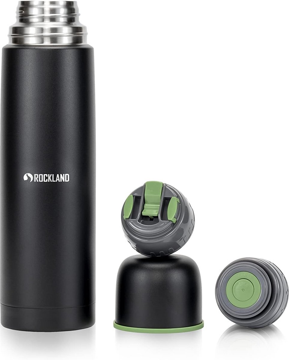 RVS Thermosfles 1000 ml Zwart Universeel voor Buitenactiviteiten