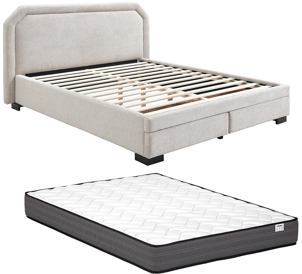 Vente-unique Bedframe stof beige 160 x 200 cm INASTO