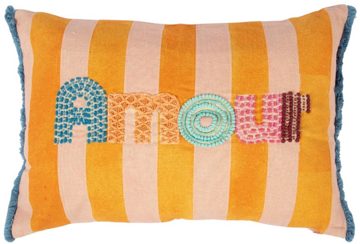 Kussen Artisan Amour strepen geel 35x50cm