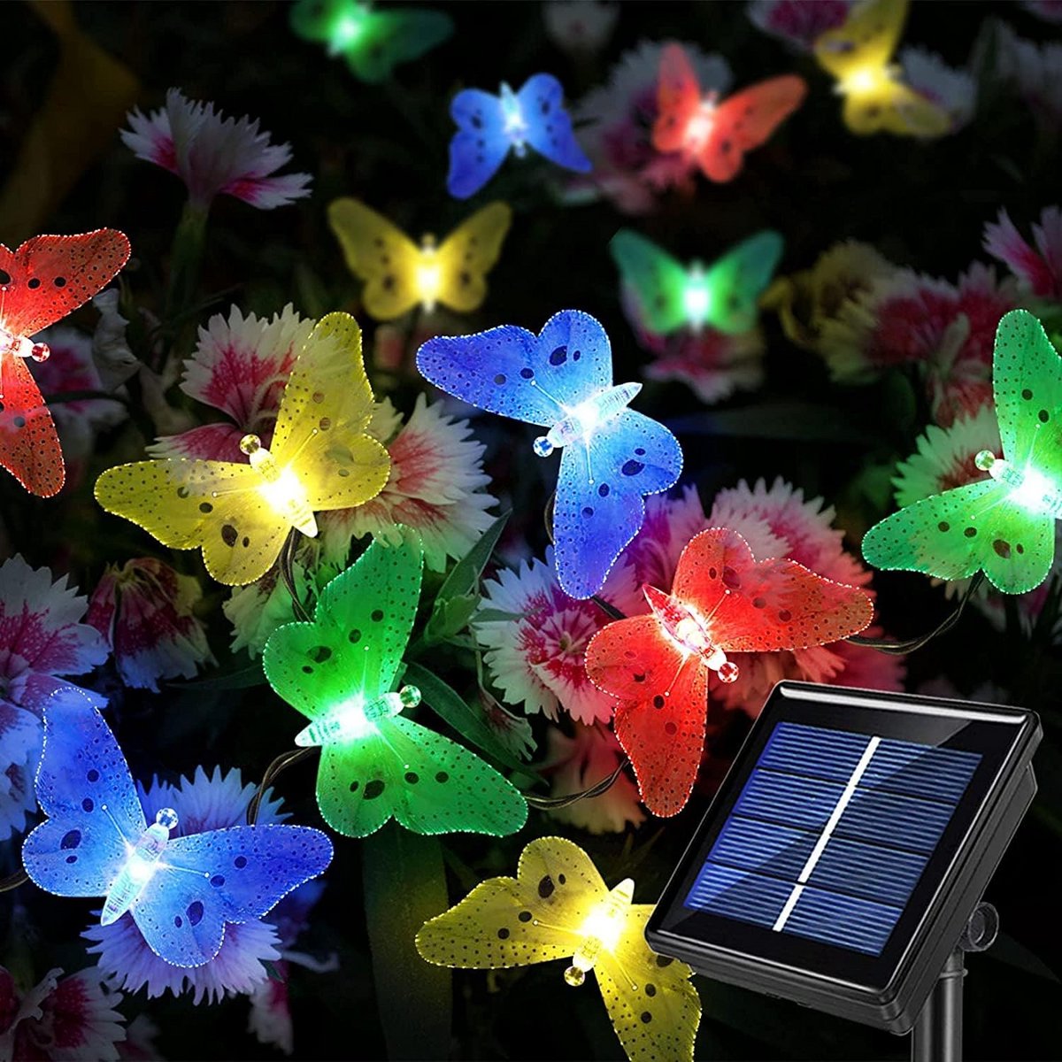 Tuinverlichting op Zonne-energie - Waterdichte LED Vlinder Lichtketting voor Buiten, Kerst en Feestdagen