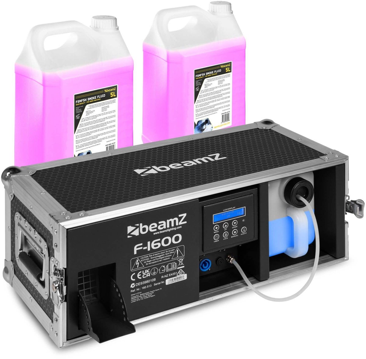 BeamZ F1600 Fazer rookmachine in flightcase - Met 10 liter rookvloeistof - DMX - 1600W