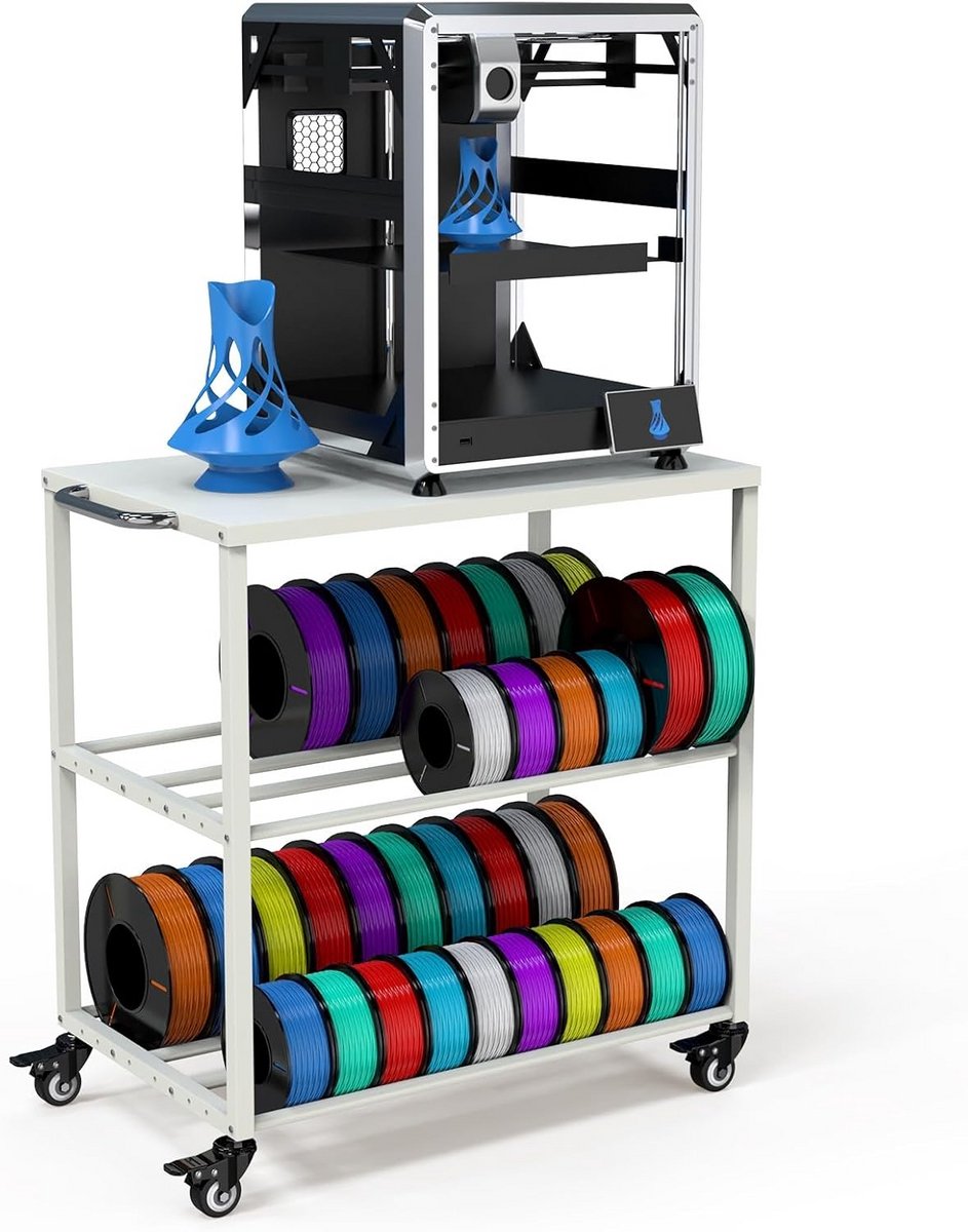 Metalen Opberghouder voor 3D Printer Filament Spoelen met Wielen - Organizer