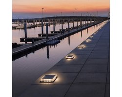 RexTech Solar buitenlamp - Grondspot 'Square' - Met schemersensor - Helder wit licht - Op zonne-energie