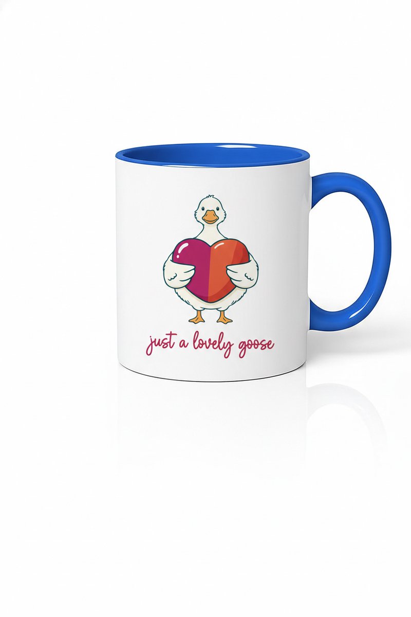 Mok met Lieve Gans en Hart - "Just a Lovely Goose" Design - Schattig Cadeau