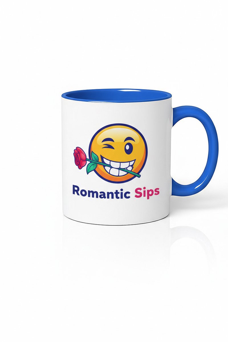 Romantic Sips Mok met Wenkende Emoji & Roos - Romantisch Cadeau Idee