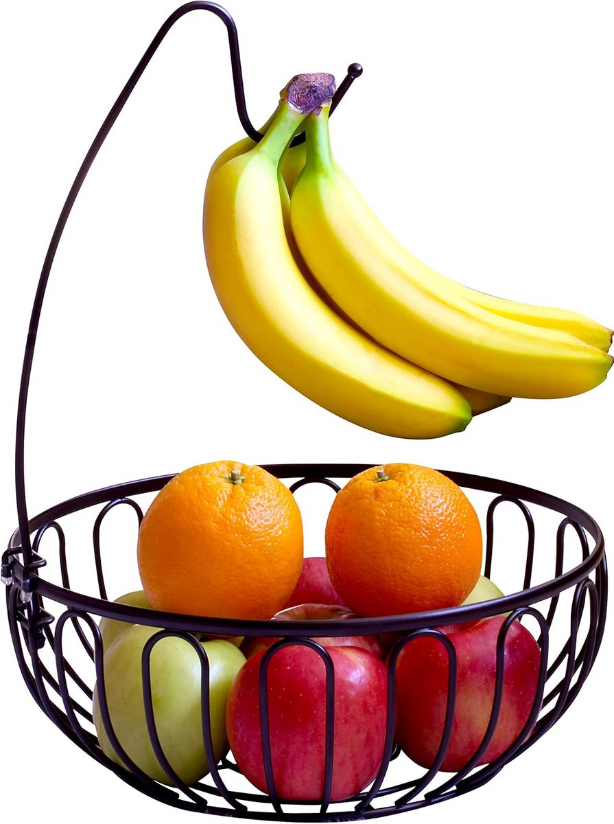 Draad Fruitmand met Geïntegreerde Banaanhaak - Stijlvolle Keukenopslag