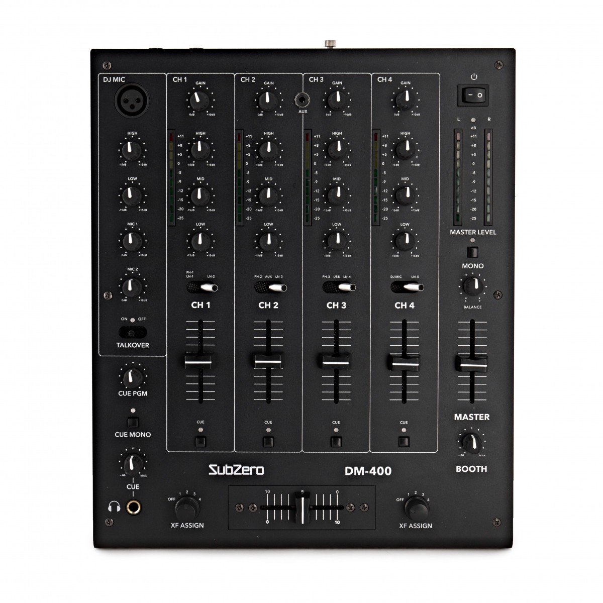 SubZero DM-400 4-kanaals DJ-Mixer met USB