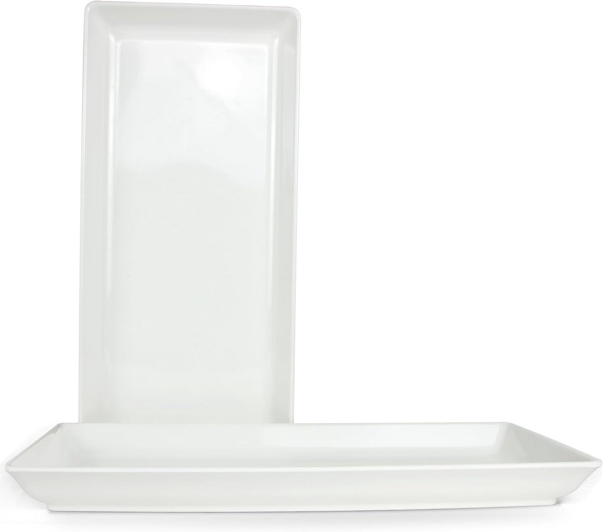 Set van 2 Lange Melamine Serveerplanken - Wit - Voor Voorgerecht, Brood, Fruit en Dessert