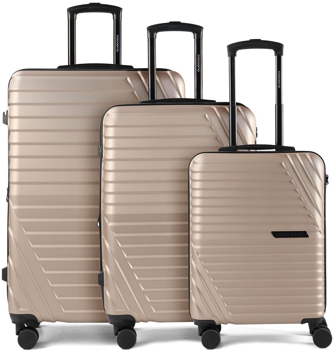 cocoono Larnaka 4 wielen Kofferset 3-delig met uitbreidingsplooi - Harde bagage - TSA slot - champagner