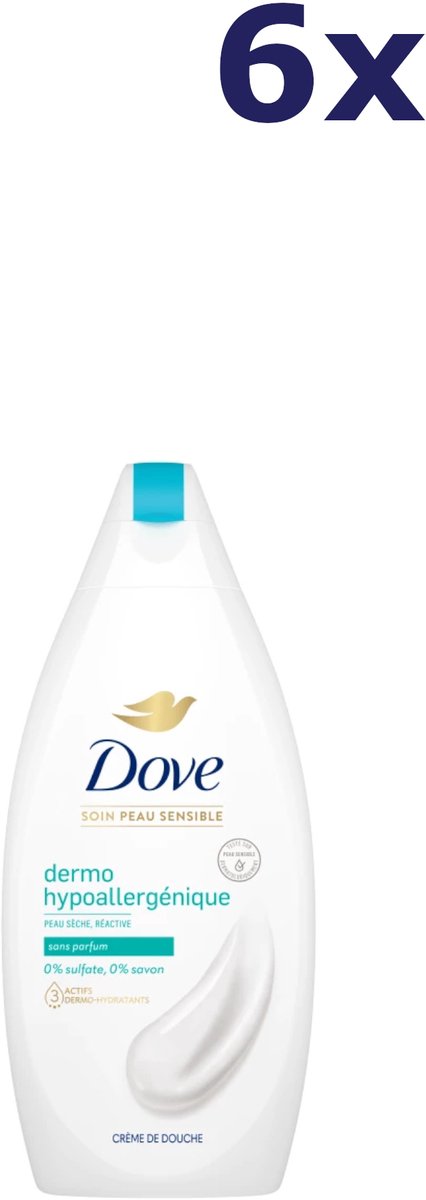 6x Dove Sensitive Care Derma Hypoallergenic Shower Cream 400 ml