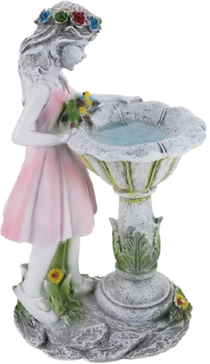 longziming -Engelmeisje Statue - Zonne-Energie Lamp - Sfeervolle Tuindecoratie & Binnenverlichting - 1 - Ideaal Voor Tuin/Gazon - Lichtgrijs