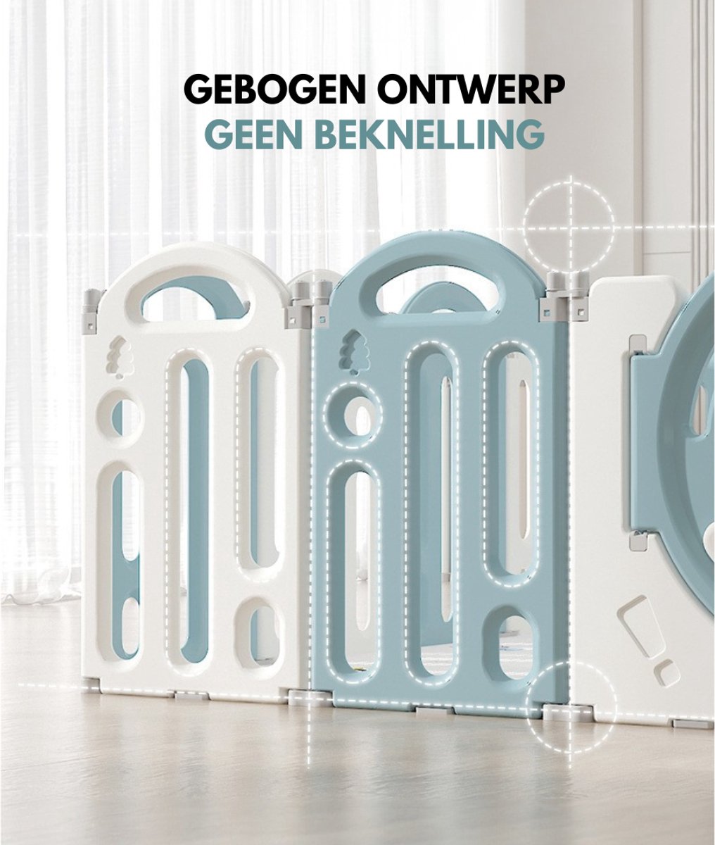 Livista Grondbox Baby –187x150x61cm – 14+2 Panelen – Inklapbare Speelbox met Beren-Thema – Verstelbare Basketbalring – Met Zuignappen – Inclusief Kruipmat – Veilig Kinderbox Playpen – foto 5