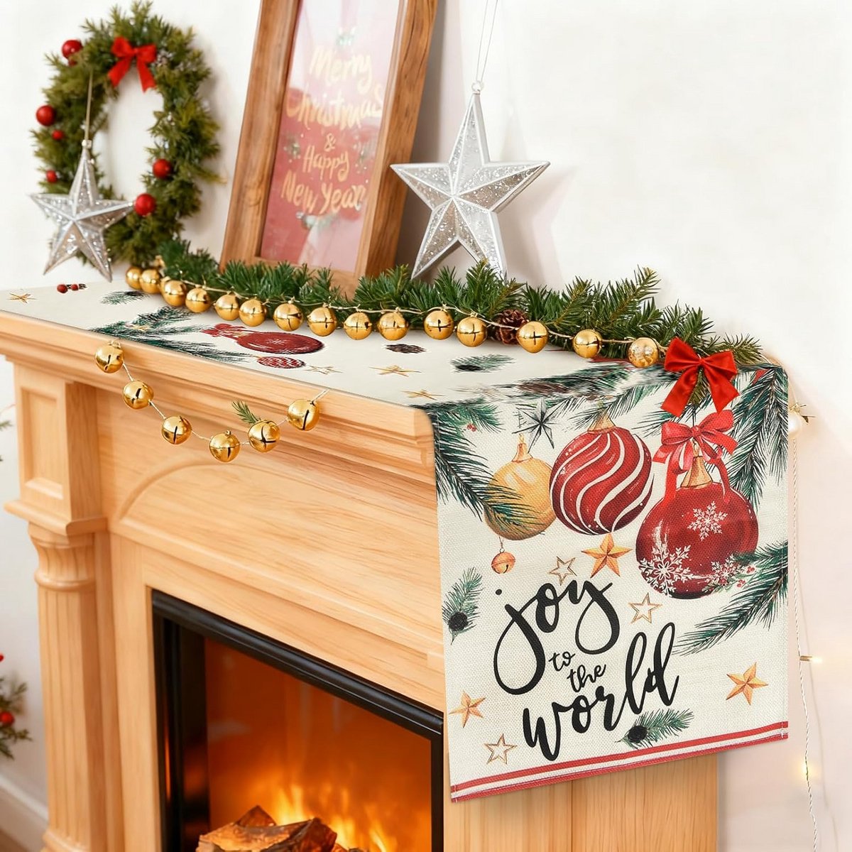 Tafelkleed Kerst Sneeuwvlokken 33 x 183 cm Goud Winterdecoratie Tafel